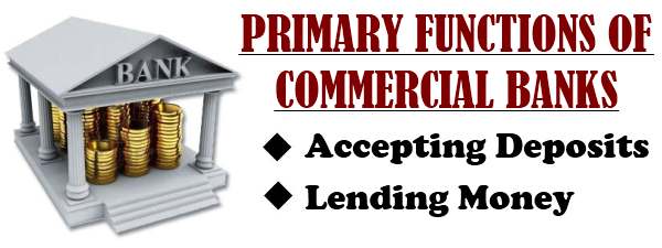 Primary functions of Commercial banks - Accepting deposits, Lending money